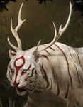  animal antlers branch concept_art forest godzilla_(series) horn horns king_kong_(series) kong:_skull_island leaf legendary_pictures monster monsterverse official_art plant realistic tiger tree_branch white_tiger 
