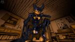 16:9 3d_(artwork) 4k absurd_res anthro balls bendy_and_the_dark_revival bendy_and_the_ink_machine bendy_the_dancing_demon big_balls big_penis black_body bow_(feature) bow_accessory bow_tie clothed clothing demon digital_media_(artwork) duo first_person_view flaccid furniture genitals gloves handwear hi_res horn humanoid_genitalia imminent_sex ink ink_bendy looking_at_viewer male male/male male_pov monster not_furry nsg_editor nude open_mouth penis plushie poster_(object) smile source_filmmaker spade_tail tail teeth teratophilia tongue tongue_out watermark widescreen