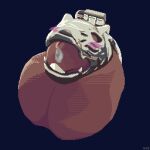 1:1 animate_inanimate animated balls blush bodily_fluids chastity_cage chastity_device digital_media_(artwork) flaccid genital_fluids genitals hi_res humanoid licking male penis pixel_(artwork) precum short_playtime solo tongue tongue_out u4e