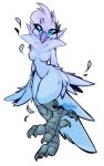  &lt;3 2019 anthro avian blue_eyes blue_feathers breasts bunniehkins feathers featureless_breasts female meme simple_background solo tweetfur twitter white_background 