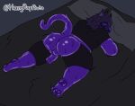 anthro bed cat_protogen furniture goo_creature hornypurpproto machine male nude pawpads protogen sleeping slime slime_penis solo under_covers vix_(hornypurpproto)