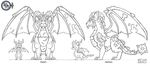  2005 black_and_white dragon feral male membranous_wings model_sheet monochrome official_art scalie simple_background solo spyro_the_dragon terrador video_games wings 