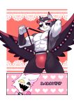 absurd_res angel_dust blood bodily_fluids bottomwear bulge clothing comic demon duo hazbin_hotel heart_eyes heart_symbol hi_res husk_(hazbin_hotel) male muscular nosebleed pants pasties pr-egg-nant sharp_teeth teeth underwear wings