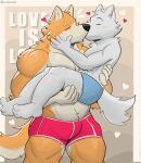 2024 3_toes 4_fingers 5_fingers anthro biped boxer_briefs boxer_briefs_only canid canine canis carrying_another carrying_partner clothed clothing countershade_fur countershading duo eyes_closed feet fingers fur grey_body grey_fur heart_symbol hi_res kissing male male/male mammal muscular muscular_anthro muscular_male rizzless_canine_(ruffusbleu) ruffusbleu slim_anthro slim_male toes topless underwear underwear_only white_body white_countershading white_fur wolf yellow_body yellow_fur