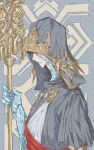  1boy animal_ears bracelet cat_ears covered_face crystal_exarch final_fantasy final_fantasy_xiv grey_robe holding holding_scepter hood hood_up hooded_robe jewelry male_focus profile robe scepter solo tladpwl03 