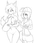 after_transformation alternate_species animal_humanoid belly blush breasts female flannery_(pokemon) generation_1_pokemon gym_leader humanoid humanoidized mammal may_(pokemon) monochrome ninetales nintendo pokemon pokemon_(species) pokemorph starcross_(artist)