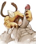 2_tails abs absurd_res ambiguous_gender anthro biped black_body black_fur blazblue clothed clothing duo erection felid fur genitals hi_res human jubei_(blazblue) licking male mammal multi_tail nude oral penile penis penis_lick sex tail tongue tongue_out xux_(artist)