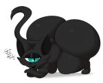 1_eye absurd_res abyss_(coffee_demon) ass_up big_butt black_body black_fur blue_eyes butt coffee_demon domestic_cat eyeshadow felid feline felis female feral fur hi_res huge_butt makeup mammal solo speech_bubble text