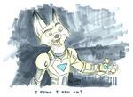  2016 4_fingers abstract_background anthro armor canine colored_sketch dialogue dipstick_ears disney english_text fox half-length_portrait iron_man ky-jane machine male mammal marker_(artwork) marvel nick_wilde open_mouth outstretched_arm portrait power_armor raised_eyebrow signature solo text traditional_media_(artwork) zootopia 