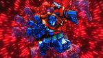  80s astroboy84 autobot bad_id bad_pixiv_id blue_eyes commentary glowing glowing_eyes headgear highres looking_at_viewer no_humans oldschool optimus_prime solo transformers wallpaper 