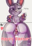 absurd_res anthro anus bodily_fluids butt disney easter easter_egg english_text female fur genital_fluids genitals grey_body grey_fur hi_res holidays judy_hopps kingdorkster lagomorph leporid mammal masturbation moan nude onomatopoeia penetration purple_eyes pussy rabbit sex_toy sex_toy_in_pussy sex_toy_insertion smile solo sound_effects text vaginal vaginal_fluids vaginal_masturbation vaginal_penetration vibrator vibrator_in_pussy zootopia