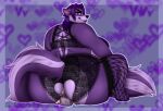 american_opossum anthro clothing dominant dominant_female duo facesitting female hi_res lingerie male male/female mammal marsupial megantheskunk overweight purple purple_skunk sitting_on_another