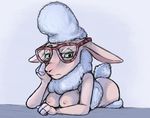  breasts caprine dawn_bellwether disney eyewear female glasses mammal nipples nude s1m sheep simple_background solo zootopia 