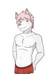 3:4 alternate_species anthro arctic_fox briefs briefs_only canid canine clothed clothing fox furrification fuze half-length_portrait hi_res hiroyuki_(morenatsu) male mammal morenatsu navel nipples portrait simple_background solo topless true_fox underwear underwear_only white_background