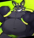 2024 anthro belly big_belly black_body bulge clothing green_body horn kemono kusosensei male mammal moobs navel nipples overweight overweight_male solo underwear