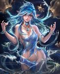  ambiguous_gender aquarius_(symbol) aquarius_(zodiac) collar convenient_censorship elf female female_focus fish group humanoid jewelry jug marine necklace nude pointy_ears sakimichan sky solo_focus space star starry_sky water water_magic wave 