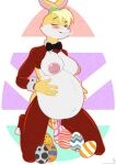 absurd_res anthro belly big_belly big_breasts blue_eyes blush bodily_fluids bow_tie breasts clothed clothing digital_media_(artwork) egg female fur genital_fluids genitals hair hi_res jorge-the-wolfdog lagomorph leporid lexi_bunny looking_at_viewer loonatics_unleashed looney_tunes mammal nipples nude open_mouth oviposition playboy_bunny playboy_outfit pregnant pregnant_anthro pregnant_female pussy rabbit simple_background solo sweat sweatdrop tail teeth thick_thighs warner_brothers