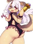  1girl akanehanagoi breasts dog furry long_hair nipples open_mouth pink_hair red_eyes solo 