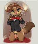  balls barnaby_kane bedroom_eyes bottomless bow_tie butler clothed clothing cock_ring ferret flaccid half-closed_eyes happy kneeling male mammal mustelid naughty_face partially_clothed penis pink_nose pinup pose red_carpet reign-2004 seductive solo suit whiskers 