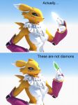 bandai_namco breasts diamond_storm digimon digimon_(species) featureless_breasts female feral leaf littlefisky looking_at_viewer medium_breasts renamon solo
