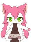  1girl artist_request cat cat_busters character_request furry green_eyes lab_coat long_hair pink_hair solo 