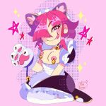  animal_ears animal_hands ann_drew brawl_stars cat_ears cat_girl cat_paws colette_(brawl_stars) maid nipple_piercing piercing pink_hair simple_background smile smiley_face supercell tagme tongue tongue_out 