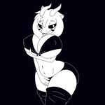  2017 5_fingers anthro asriel_dreemurr bedroom_eyes big_breasts big_butt bikini black_background black_sclera blush boss_monster bra breasts butt caprine cleavage clothed clothing crossgender curvaceous female goat god_of_hyperdeath half-closed_eyes hand_on_breast horn horny_(disambiguation) hourglass_figure huge_breasts inviting legwear looking_at_viewer mammal mazzlerazz midriff navel nipple_bulge open_mouth panties seductive simple_background skimpy stockings swimsuit thick_thighs thigh_high_stockings thigh_highs undertale underwear video_games voluptuous wide_hips 