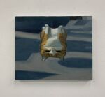  animal animal_focus cat closed_mouth full_body highres karin_hosono looking_at_viewer no_humans original painting_(medium) realistic sitting traditional_media upside-down 