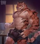 absurd_res anthro bulge claws epic_games felid fortnite fur hi_res male mammal mug muscular muscular_anthro muscular_male nipples oscar_(fortnite) pantherine pecs physen solo tail tiger vein veiny_muscles