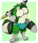 4_toes 5_fingers abs absurd_res anthro areola biceps big_bulge big_feet big_muscles biped black_claws blep border bulge canid canine canis claws clothed clothing d-tail dog_tags feet finger_claws fingers fluffy fluffy_tail fountain_pen fur green_body green_eyes green_fur green_hair hair hi_res holding_object hybrid jewelry lemur looking_at_viewer male mammal mosin muscular muscular_anthro muscular_male muscular_thighs necklace nipples paws pecs plantigrade ponytail primate simple_background smile solo standing strepsirrhine tail teal_clothing teal_underwear toe_claws toes tongue tongue_out underwear underwear_only white_border wolf