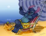  2024 4_fingers 4_toes alien anthro anthrofied beach beach_chair beach_umbrella biped black_eyes blue_body blue_claws blue_fur blue_nose blue_pawpads blue_pupils claws clothed clothing colored_sketch crossed_legs digital_drawing_(artwork) digital_media_(artwork) disney experiment_(lilo_and_stitch) feet finger_claws fingers fur gesture hand_behind_head hand_gesture hi_res jabeha leaf lilo_and_stitch looking_at_viewer male notched_ear one_eye_closed parasol pawpads pink_inner_ear pupils reclining sand sea signature sitting sketch slightly_chubby slightly_chubby_anthro slightly_chubby_male smile smirk solo stitch_(lilo_and_stitch) swimming_trunks swimwear toe_claws toes tongue tongue_out topless topless_anthro topless_male v_sign water wink 