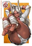 5_toes animal_humanoid border butt butt_focus clothing dark_body dark_skin feet female fluffy fluffy_tail foot_focus hair hi_res humanoid humanoid_feet lagomorph lagomorph_humanoid long_hair mammal mammal_humanoid my_hero_academia panties pictographics plantigrade rankgo red_eyes rumi_usagiyama signature solo speech_bubble tail text toes underwear url white_border