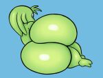 absurd_res alien big_butt butt digital_media_(artwork) femboy gaze_(artist) green_body hi_res huge_butt humanoid intersex_(lore) jay_(sqoon) looking_at_viewer looking_back male nude puwa simple_background solo thick_thighs wide_hips