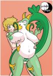 absurd_res anthro anthro_penetrated anthrofied areola arms_bent big_breasts biped blonde_hair blue_eyes bodily_fluids breast_grab breasts clitoris duo eyebrows female female_penetrated generation_5_pokemon genitals green_body green_nipples green_pubes green_pussy green_scales hair half-closed_eyes hand_on_belly hand_on_breast hi_res human human_on_anthro human_penetrating human_penetrating_anthro interspecies interspecies_pregnancy lactating looking_at_another male male/female male_penetrating male_penetrating_female mammal medium_hair multicolored_body narrowed_eyes navel nintendo nipples non-mammal_breasts nude open_mouth orange_eyes penetration penile penile_penetration penis penis_in_pussy pokemon pokemon_(species) pokephilia pregnant pregnant_sex pubes pussy reptile scales scalie seikatsueclipse serpentine serperior sex simple_background smile standing standing_sex tongue tongue_out vaginal vaginal_penetration white_body white_scales wide_hips