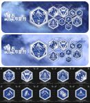  arknights blue_theme gem gudusi410 hammer medal mountain no_humans star_(symbol) 