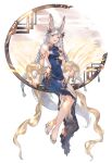  animal_ears backless_outfit blue_eyes breasts chinese_clothes erune fox_ears fox_tail granblue_fantasy hair_ornament highres lattice shawl shimatani_azu sideboob sideless_outfit societte_(granblue_fantasy) tail white_hair 