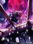  copyright_name force_of_will haniwa_(refuge) insect insect_wings moon night night_sky no_humans official_art open_mouth purple_eyes sky teeth window wings 