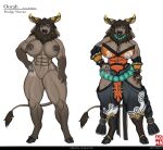  absurd_res anthro aomaarts big_breasts big_butt bison bovid bovine breasts butt female hi_res male mammal muscular muscular_female muscular_male nipple_piercing nipples oorah piercing 