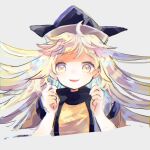  1girl blonde_hair brown_hat cape constellation constellation_print hat hiyuu_(hiyualice) matara_okina orange_cape orange_sleeves orange_tabard solo sun_symbol tabard touhou upper_body 