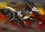 bone canid feral fire hi_res male mammal monster skeleton sketch solo unknown_species zhekathewolf ztw2024