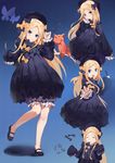  :d abigail_williams_(fate/grand_order) absurdres arm_up bangs black_bow black_dress black_footwear black_hat blonde_hair bloomers blue_background blue_eyes blush bow bug butterfly closed_eyes closed_mouth commentary_request covered_mouth dated dress fate/grand_order fate_(series) forehead hair_bow hat head_tilt highres holding holding_key insect key long_hair long_sleeves looking_at_viewer mary_janes multiple_views open_mouth orange_bow outstretched_arm parted_bangs polka_dot polka_dot_bow shoes signature sleeves_past_wrists smile standing standing_on_one_leg stuffed_animal stuffed_toy teddy_bear underwear upper_teeth very_long_hair white_bloomers xiaoyu 