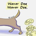 ambiguous_gender anthro bird_dog canid canine canis dachshund domestic_dog duo eyes_closed golden_retriever henry_(centertale) htjz-jhon hunting_dog male mammal retriever shaded simple_background simple_shading smile speech_bubble tail text