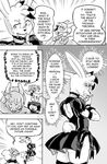 2017 anthro breasts cleavage_cutout clothed clothing comic cookie_(furryfight_chronicles) daigaijin dialogue duo english_text female fur furryfight_chronicles hair lagomorph mammal muko rabbit rodent size_difference skirt squirrel text 