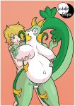  absurd_res anthro anthro_penetrated anthrofied areola bent_arm big_breasts biped blonde_hair blue_eyes blush bodily_fluids breasts cum cum_in_pussy cum_inside duo female female_penetrated generation_5_pokemon genital_fluids genitals green_body green_nipples green_pubes green_pussy green_scales hair half-closed_eyes hand_on_belly hand_on_breast hi_res human human_on_anthro human_penetrating human_penetrating_anthro interspecies interspecies_pregnancy lactating looking_pleasured male male/female male_penetrating male_penetrating_female mammal multicolored_body narrowed_eyes navel nintendo nipples non-mammal_breasts nude open_mouth penetration pokemon pokemon_(species) pregnant pregnant_sex projectile_lactation pubes pussy reptile scales scalie seikatsueclipse serpentine serperior sex simple_background standing standing_sex teeth tongue tongue_out white_body white_scales 