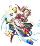  apron bangs bare_shoulders bell blonde_hair blue_eyes boots box breasts closed_mouth detached_collar dress fire_emblem fire_emblem:_kakusei fire_emblem_heroes frills full_body fur_trim gift gift_box hat highres holding knee_boots liz_(fire_emblem) long_hair long_sleeves medium_breasts official_art open_mouth pantyhose pom_pom_(clothes) red_dress smile solo sparkle transparent_background umiu_geso 