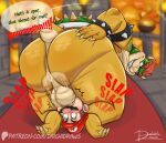  2024 anthro anus armband balls balls_deep big_butt big_dom_small_sub blurred_background bowser butt cheek_bulge contact_onomatopoeia daichi_akimichi deep_throat dialogue dirty_talk dominant duo english_text eye_roll face_fucking forced forced_oral genitals hair hand_on_butt headlock hi_res human impact_onomatopoeia irrumatio koopa looking_back male male/male male_penetrated male_penetrating male_penetrating_male mammal mario mario_bros motion_blur nintendo onomatopoeia oral oral_penetration overweight_dom penetration penile penile_penetration puffy_anus red_hair scales scalie sex shell size_difference sound_effects spiked_armband spiked_shell spikes spikes_(anatomy) text thick_thighs thrusting yellow_body yellow_scales 