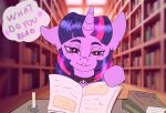  book choker female feral friendship_is_magic hasbro heavenless jewelry library looking_at_viewer my_little_pony necklace solo text twilight_sparkle_(mlp) 