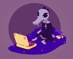  ambiguous_gender animated bea_(nitw) clothed clothing crocodile crocodilian night_in_the_woods record reptile scalie seasaltlime sitting smoking solo 