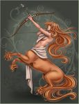  action_pose arrow bow_(weapon) breasts centaur equine equine_taur feathering female fur hair harpyqueen hi_res long_hair mammal nude pointy_ears pose ranged_weapon rearing_up red_hair sagittarius_(symbol) sagittarius_(zodiac) side_boob solo taur weapon 