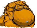  2022 anthro belly belly_overhang big_belly clothing comerboy75 dinosaur extinct growth growth_sequence hi_res male muscular muscular_anthro muscular_male obese obese_anthro obese_male orange_body overweight overweight_anthro overweight_male prehistoric_species reptile scalie simple_background solo spots theropod torn_clothing tyrannosaurid tyrannosauroid tyrannosaurus tyrannosaurus_rex 
